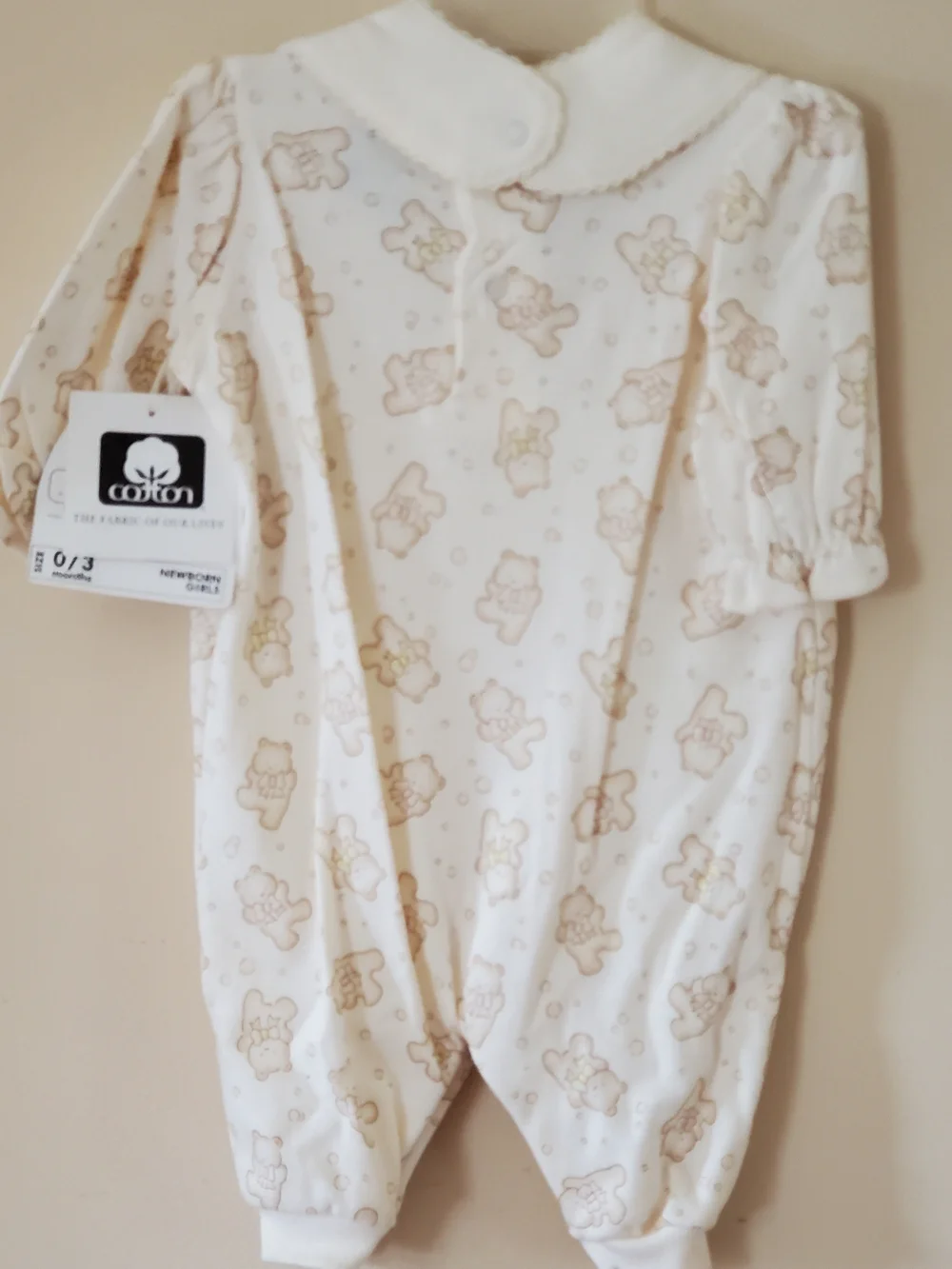 NWT Sesame Street Cream Bear Footed One-Piece With Bib